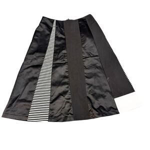 Jill Sander Black A Line Geometric Patterned Skirt Size 26
